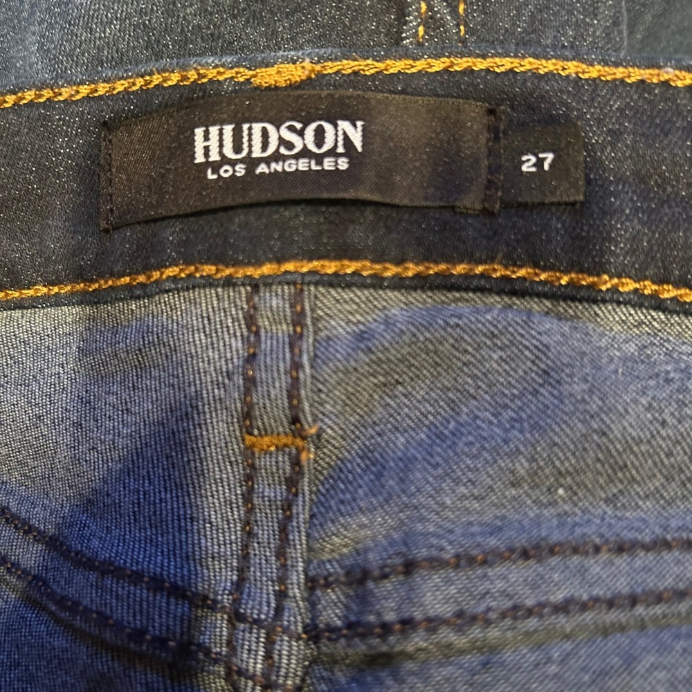 Hudson Barbara Super Skinny Jeans Women's Size 27 Dark Wash Distressed - Picture 7 of 11